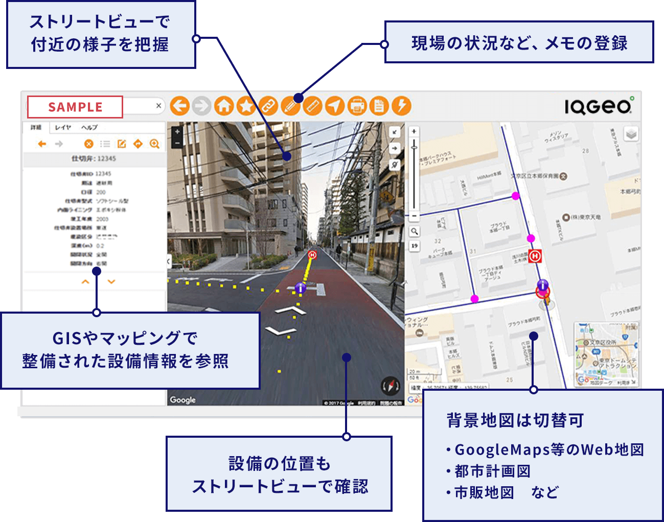 GoogleMapsストリートビュー連携機能